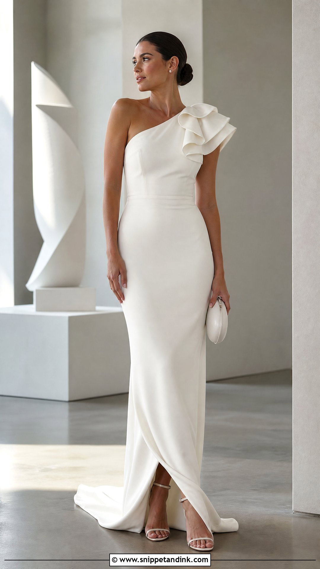 Ruffle One Shoulder Wedding Dress - Snippet and Ink - 20 One Shoulder Wedding Dresses