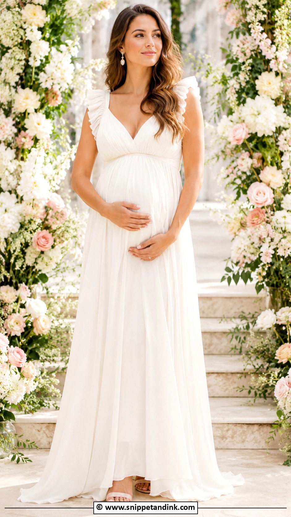 Ruffle Pregnant Wedding Dress - Snippet and Ink - 30 Pregnant Wedding Dress Ideas