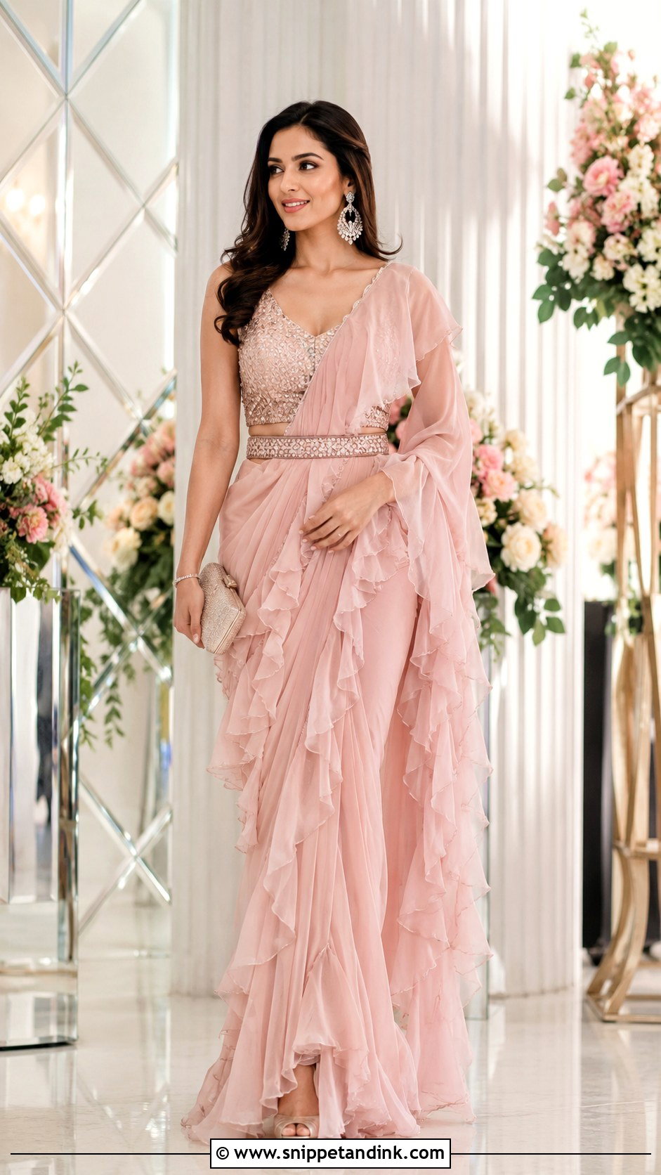 Ruffle Saree For Engagement - Snippet and Ink - 30 Indian Engement Dress Ideas