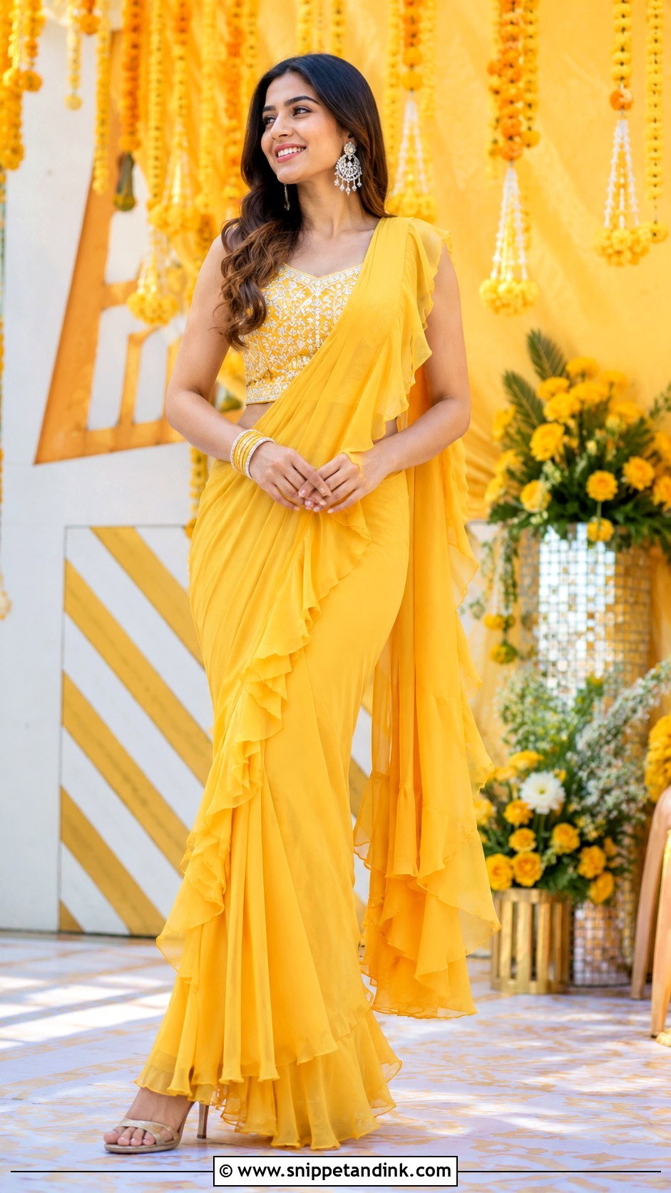 Ruffle Saree For Haldi - Snippet and Ink - 25 Haldi Ka Dress Ideas