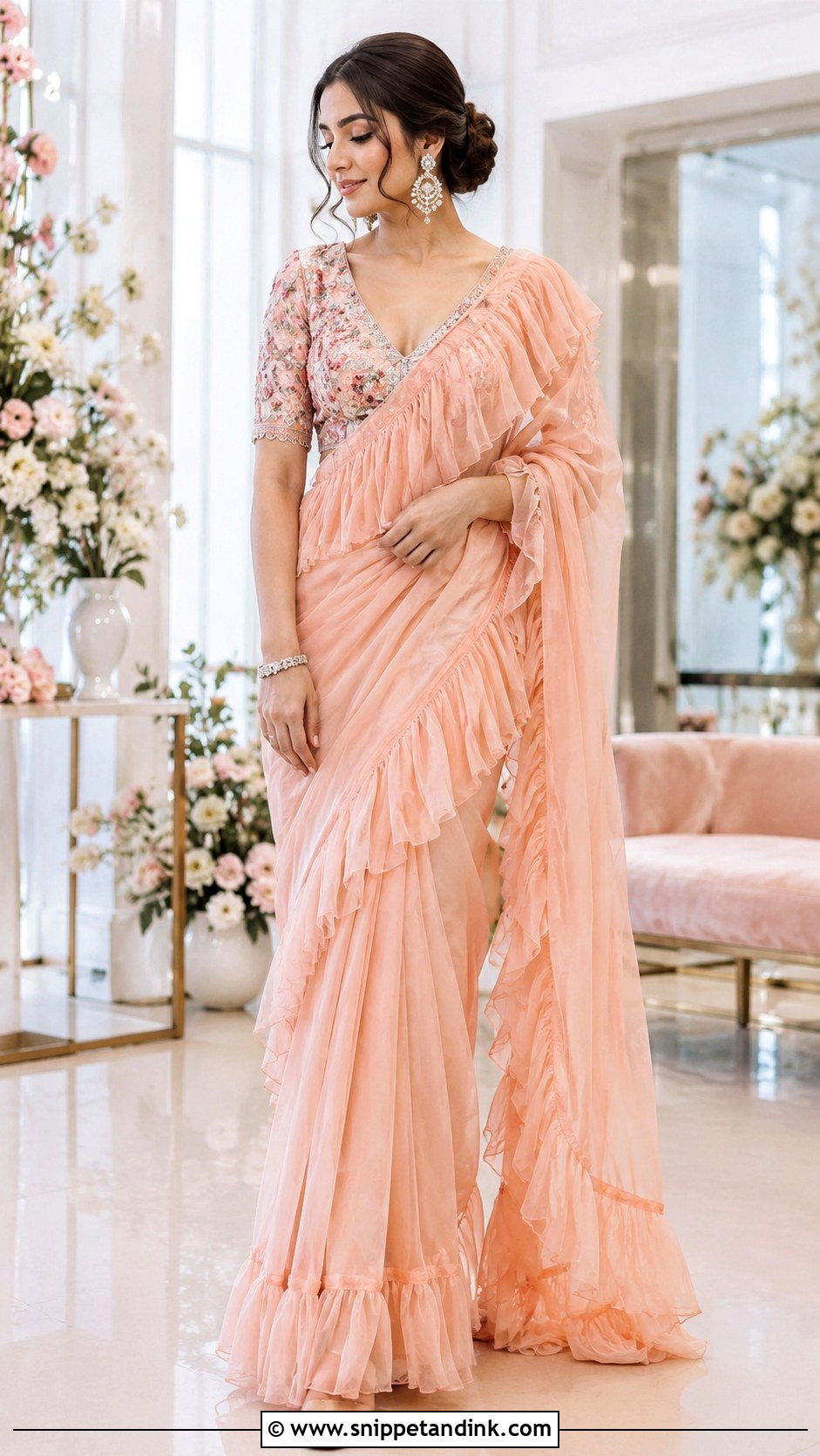 Ruffle Saree For Roka Bride - Snippet and Ink - 25 Roka Dresses for Bride