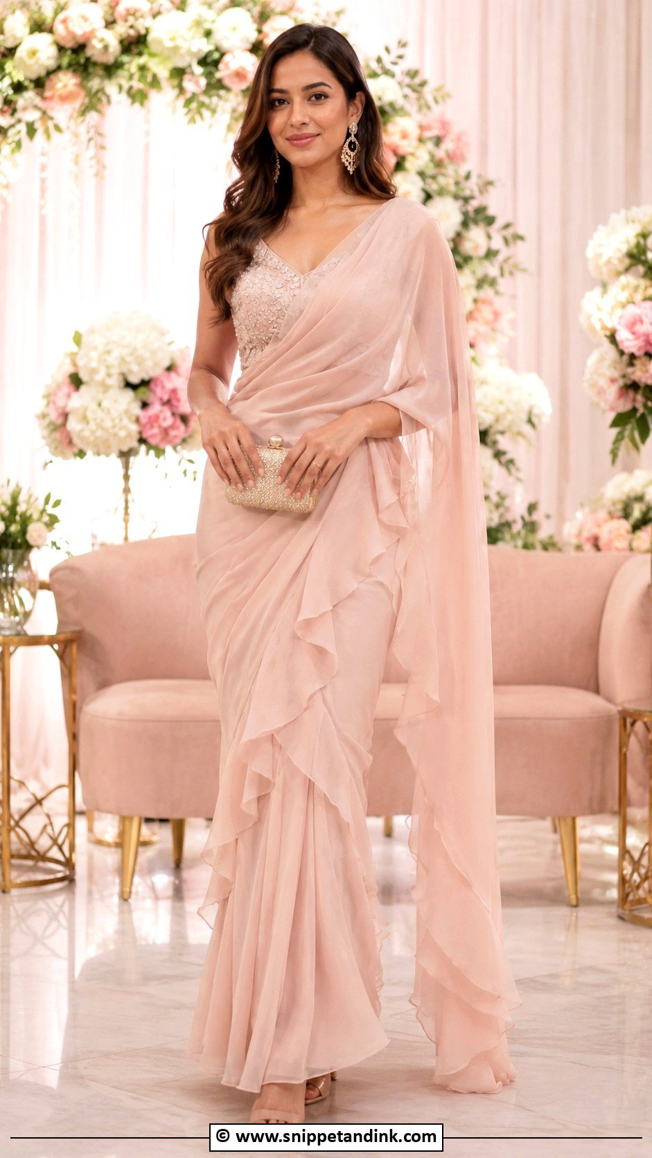 Ruffle Saree For Roka Ceremony - Snippet and Ink - 35 Roka Ceremony Outfits