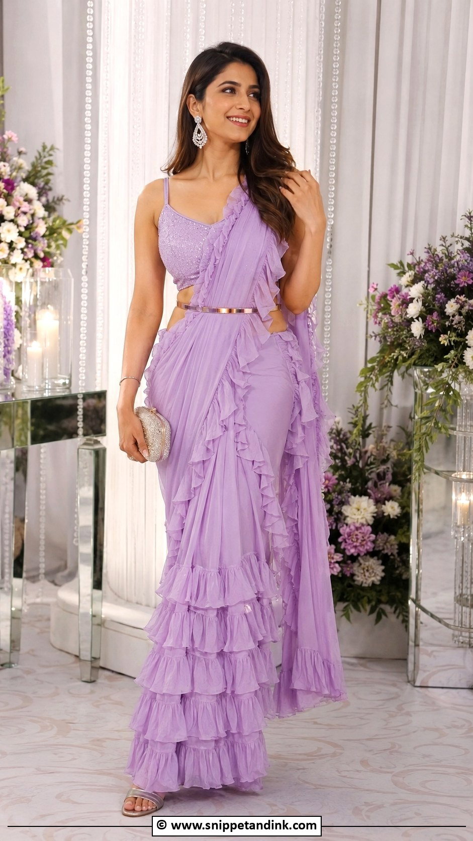 Ruffle Saree For Sangeet Night - Snippet and Ink - 35 Sangeet Night Outfit Ideas