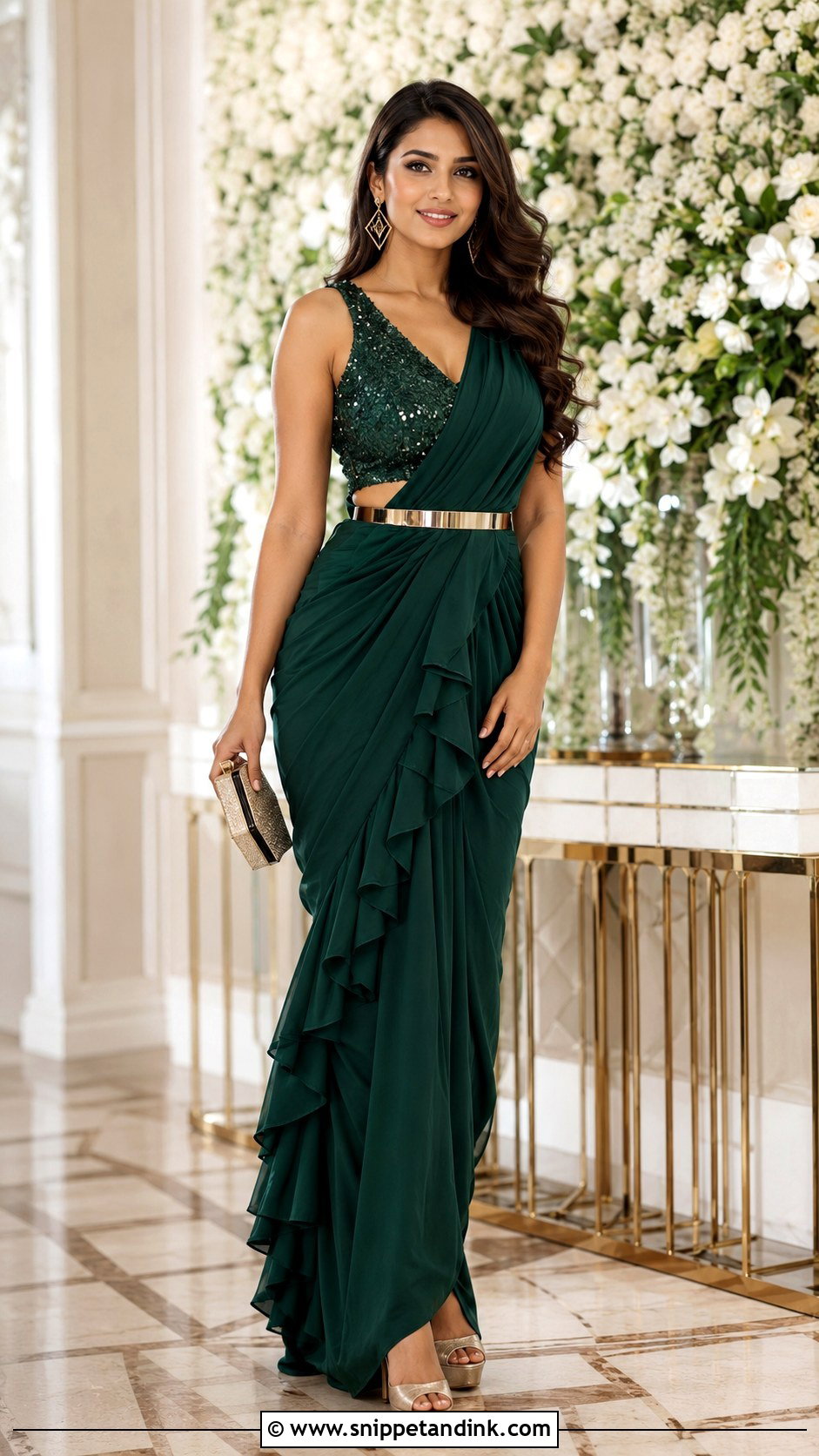 Ruffle Saree Outfit For Cocktail Event - Snippet and Ink - 20 Indian Siders Wedding Outfits