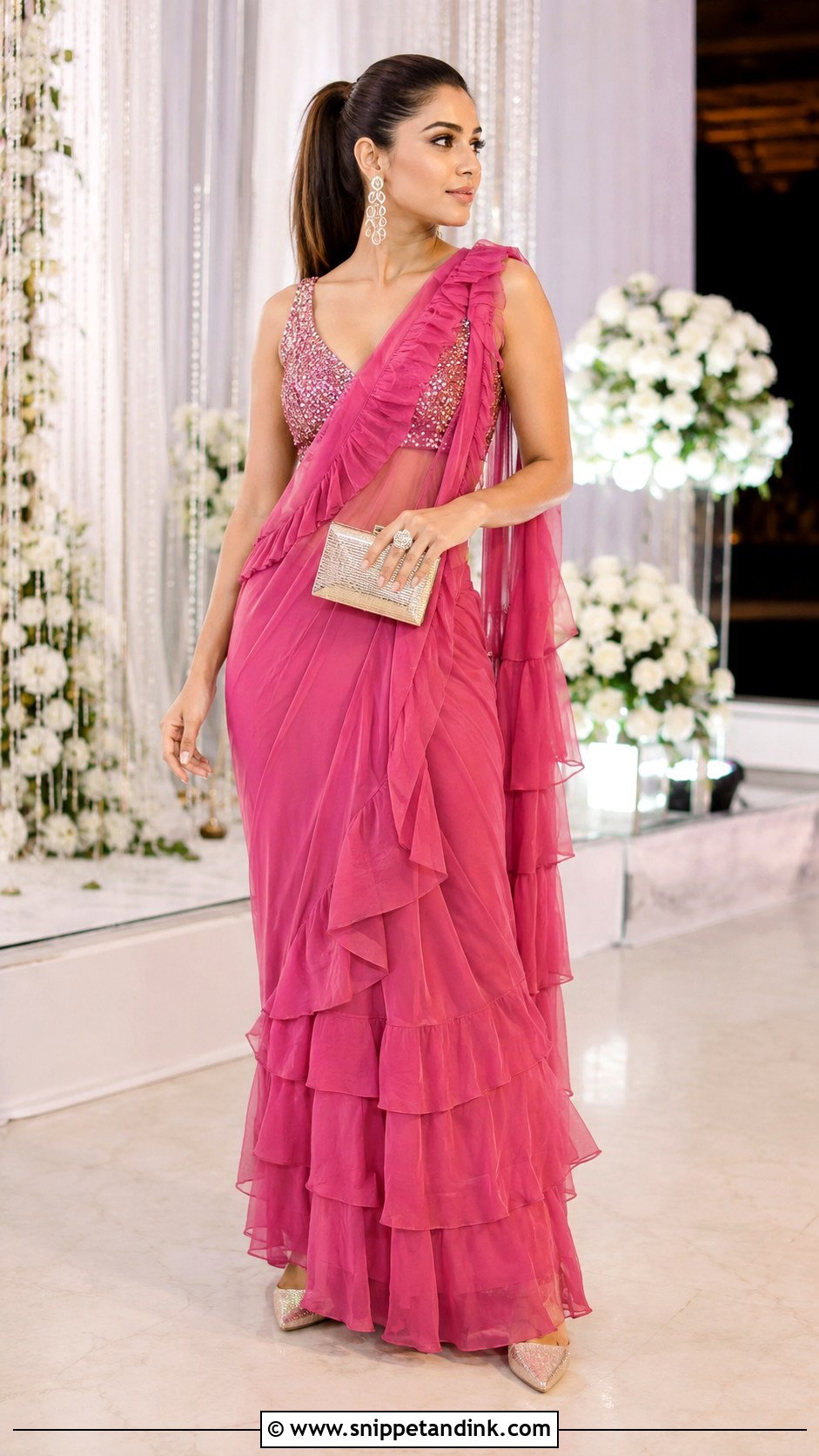 Ruffle Saree for Brothers Wedding - Snippet and Ink - 20 Indian Dress for Brothers Wedding Ideas
