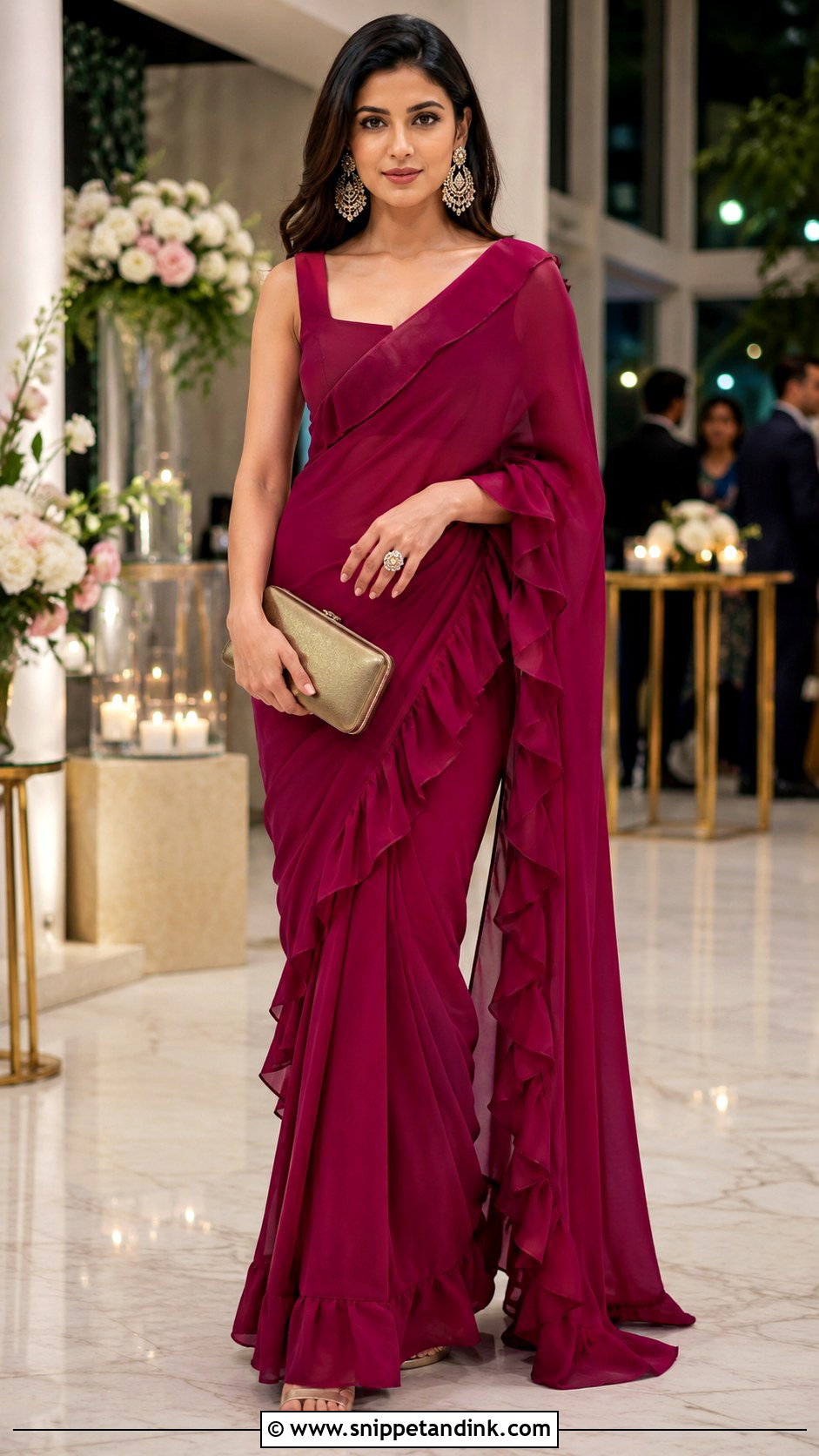 Ruffle Saree for Marriage Function - Snippet and Ink - 20 Dresses for Marriage Function