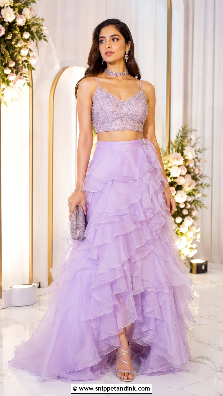 Ruffle Skirt And Crop Top For Engagement - Snippet and Ink - 25 Skirt and Crop Top Indian Weddings Ideas