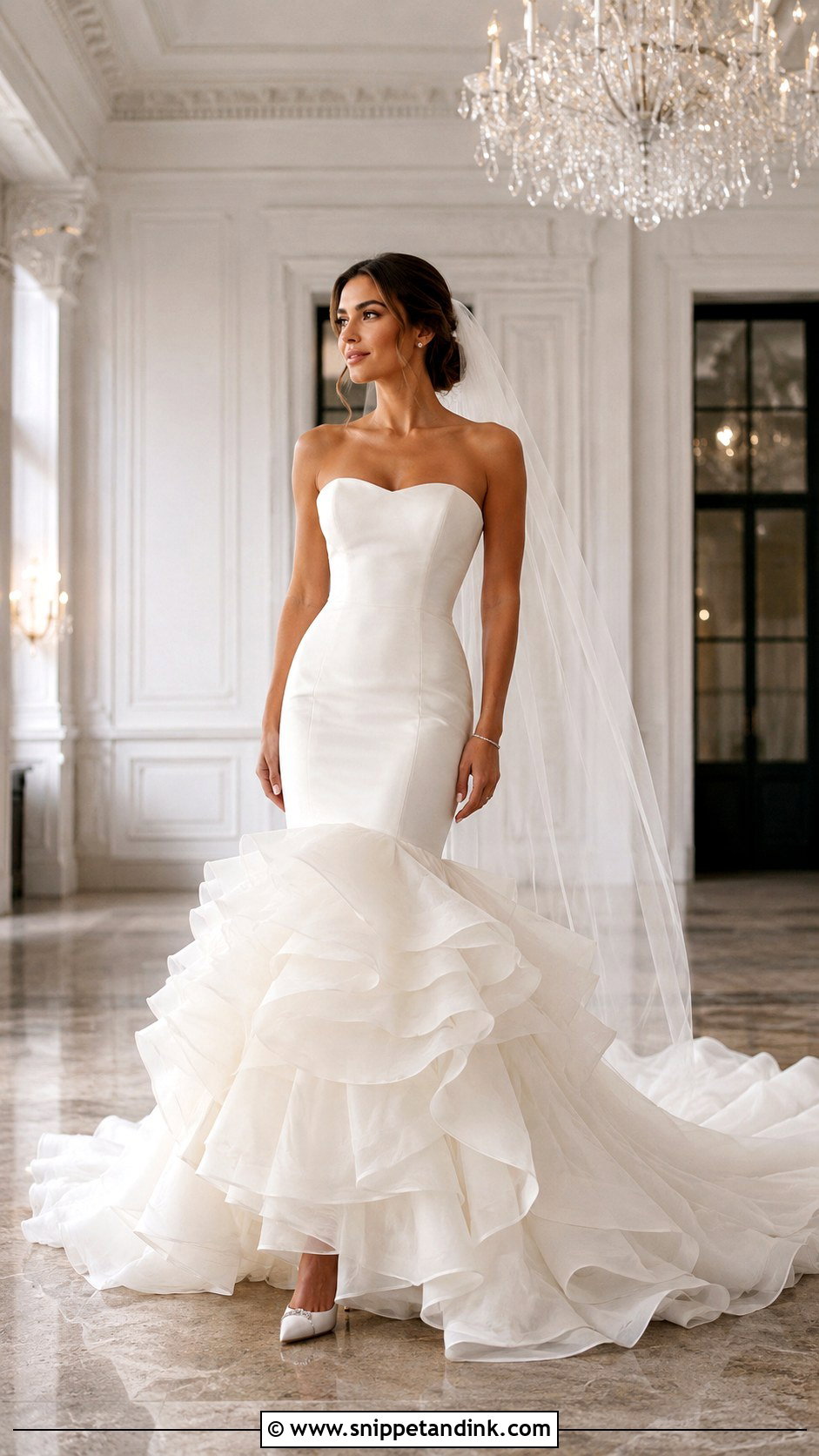 Ruffle Skirt Mermaid Bridal Gown - Snippet and Ink - 20 Mermaid Bridal Gowns