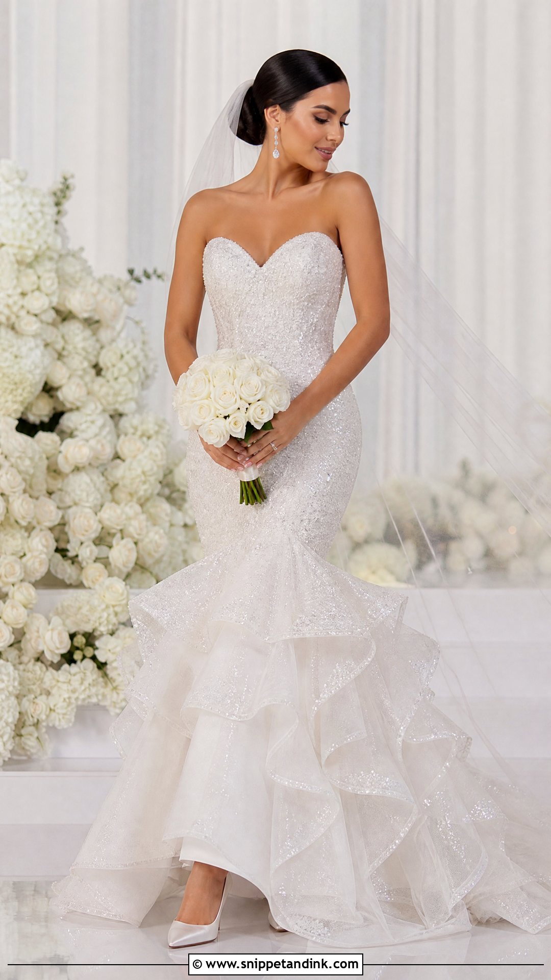 Ruffle Skirt Sparkly Mermaid Wedding Dress - Snippet and Ink - 20 Sparkly Wedding Dress Mermaid Ideas