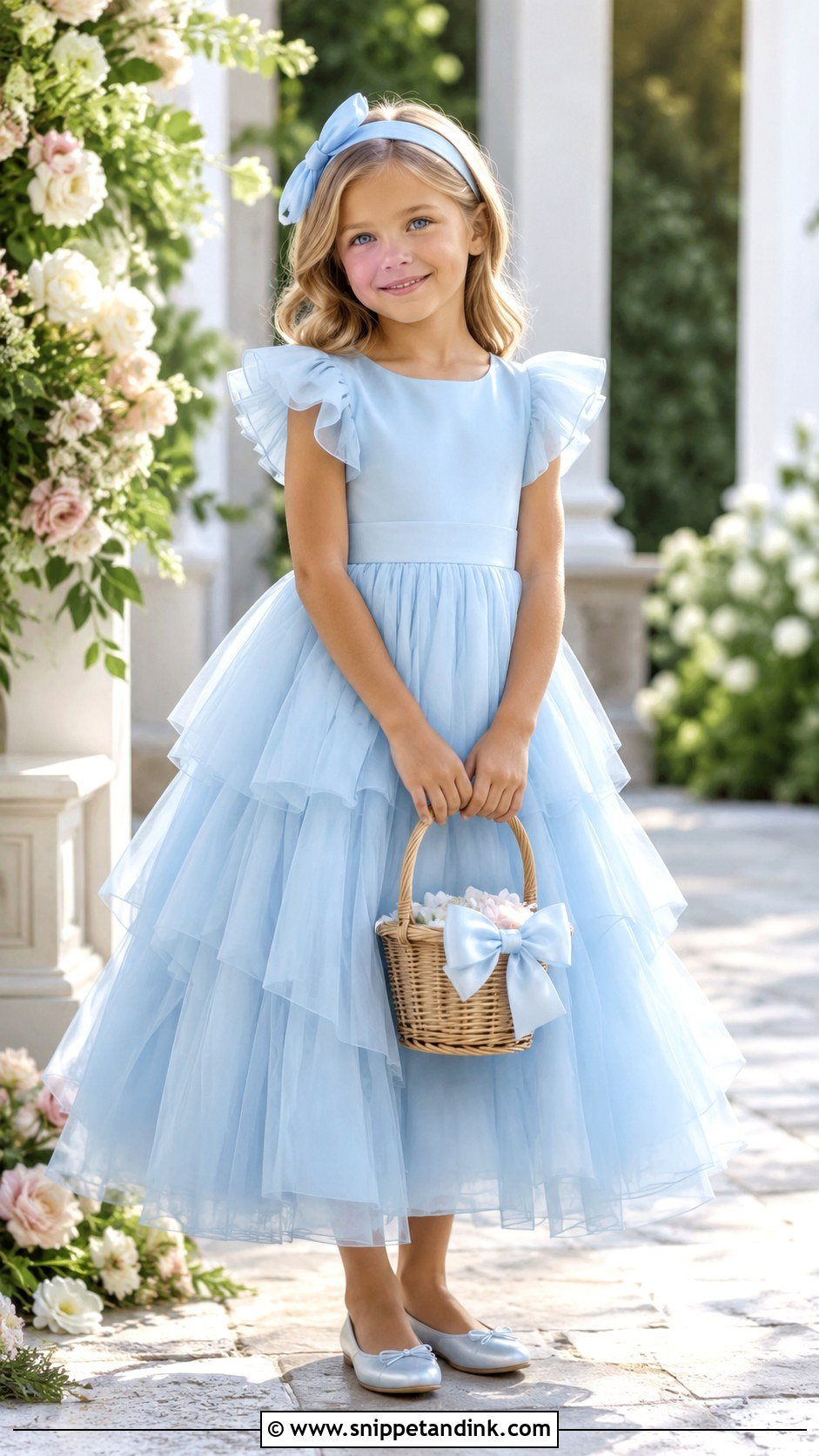 Ruffle Sleeve Kids Bridal Dress - Snippet and Ink - 20 Kids Bridal Dress Ideas