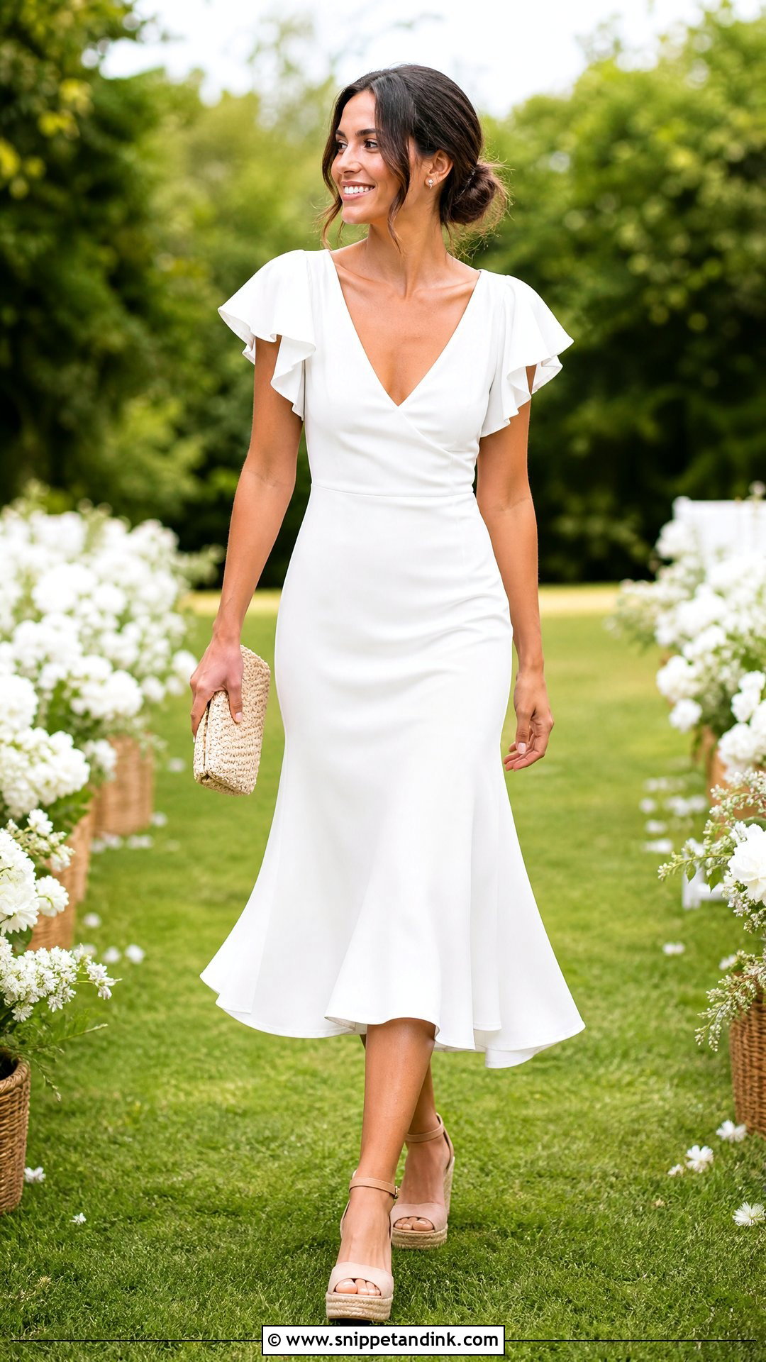 Ruffle Sleeve Wedding Dress With Wedges - Snippet and Ink - 20 Simple Casual Wedding Dress Ideas