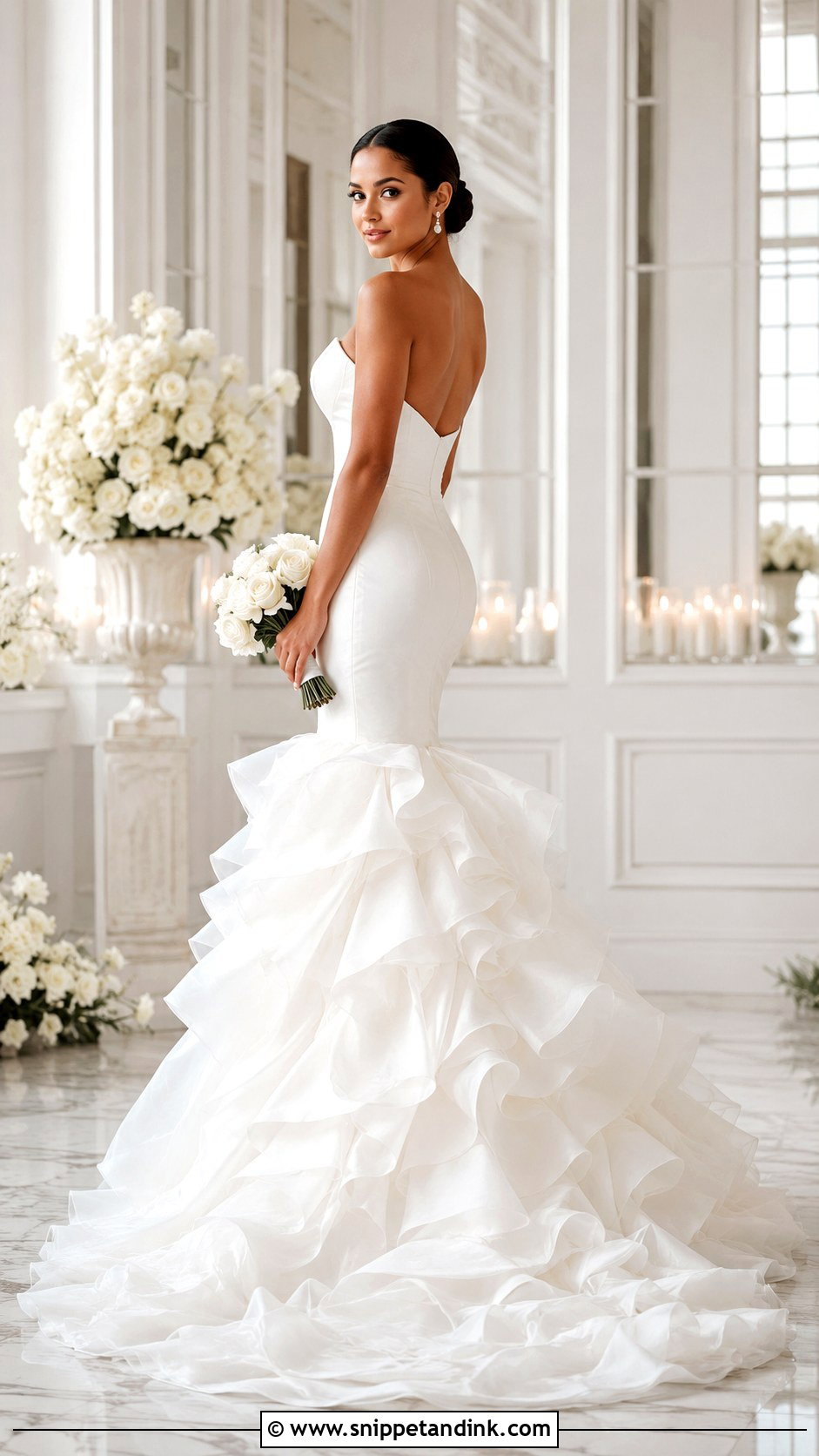 Ruffle Train Wedding Dress - Snippet and Ink - 25 Wedding Dress Train Ideas