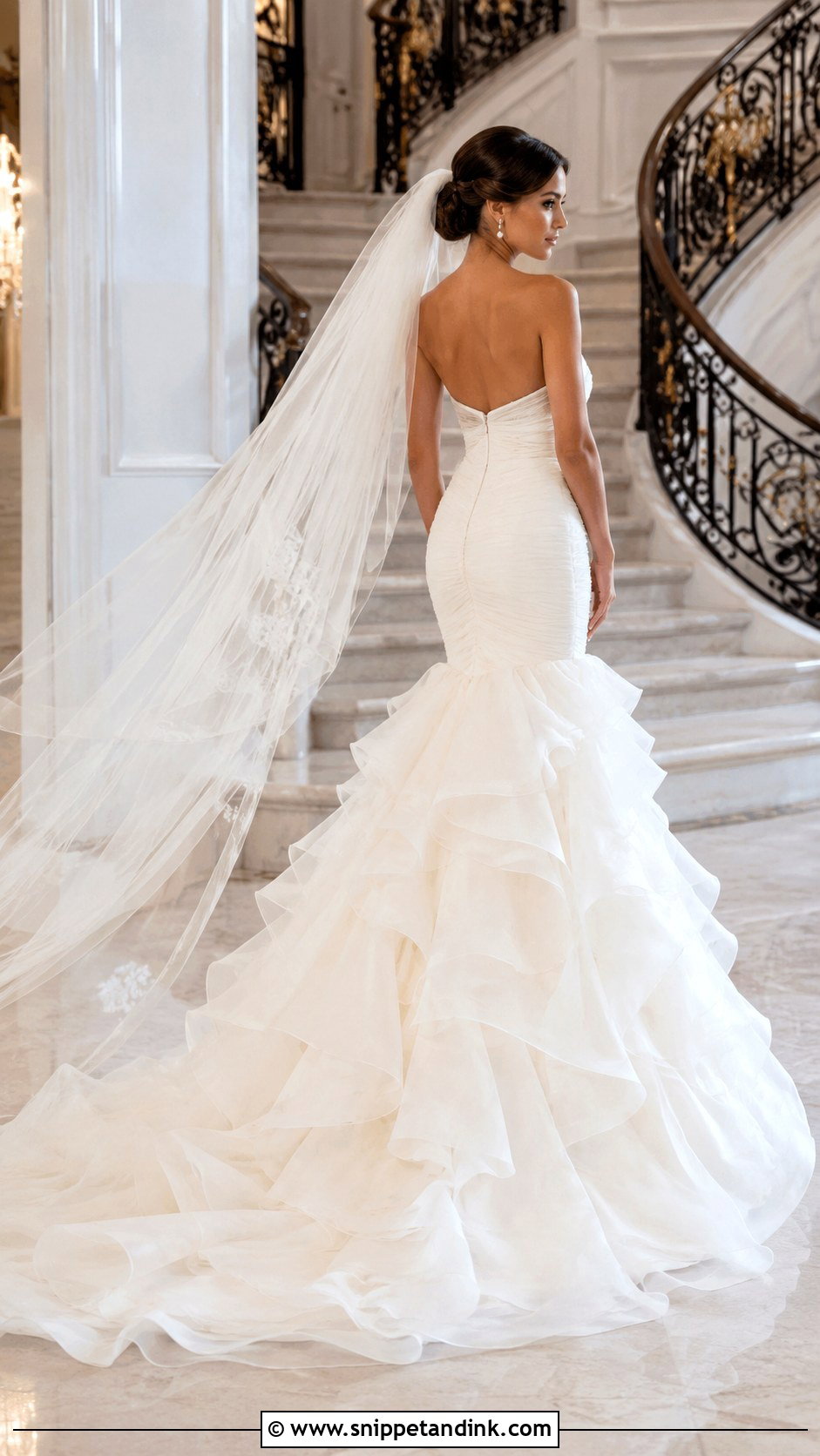 Ruffle Train Wedding Dress - Snippet and Ink - 20 Glam Wedding Dresses