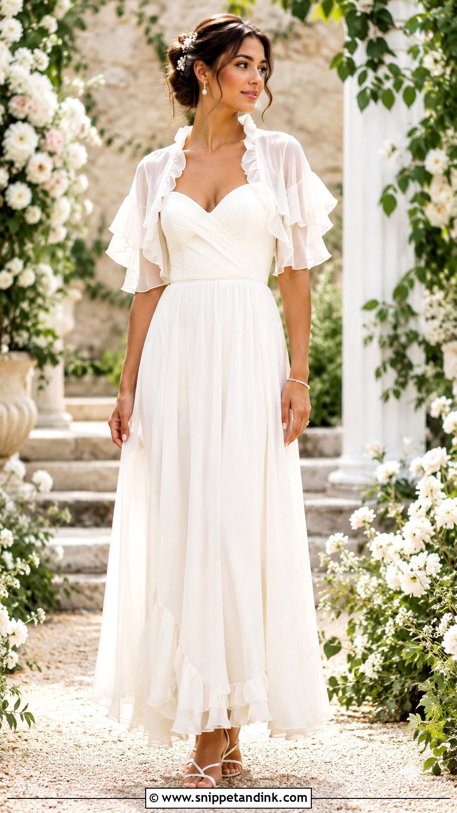 Ruffle Wedding Bolero With Romantic Dress - Snippet and Ink - 25 Wedding Bolero Ideas