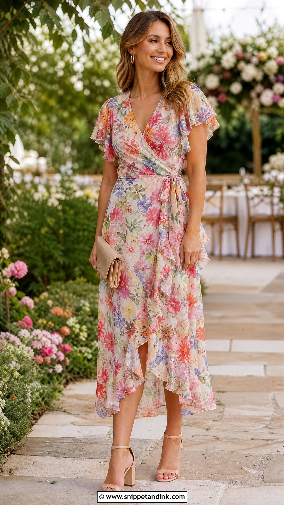 Ruffle Wrap Dress Summer Wedding Attire - Snippet and Ink - 25 Summer Wedding Attire Ideas