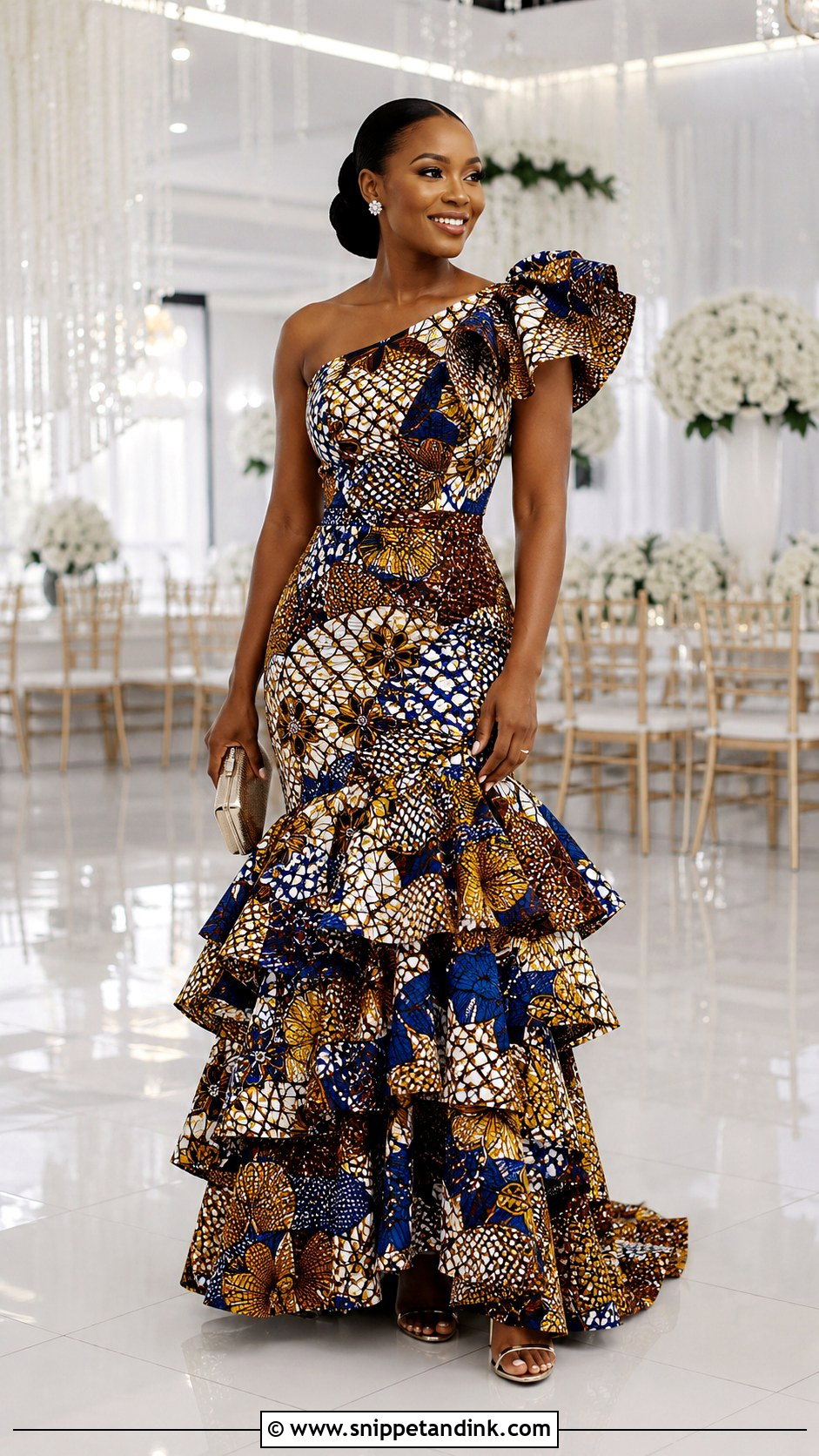 Ruffled Ankara Wedding Dress - Snippet and Ink - 20 Ankara Wedding Dress Styles
