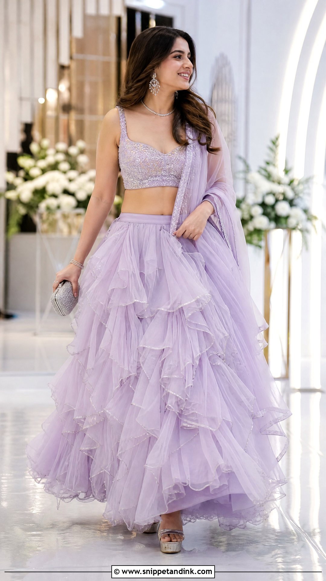 Ruffled Bridal Lehenga With Draped Dupatta - Snippet and Ink - 20 Latest Indian Bridal Dresses