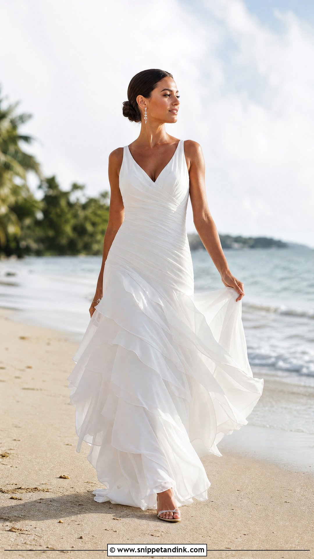 Ruffled Chiffon Beach Wedding Gown - Snippet and Ink - 25 Beach Wedding Gowns