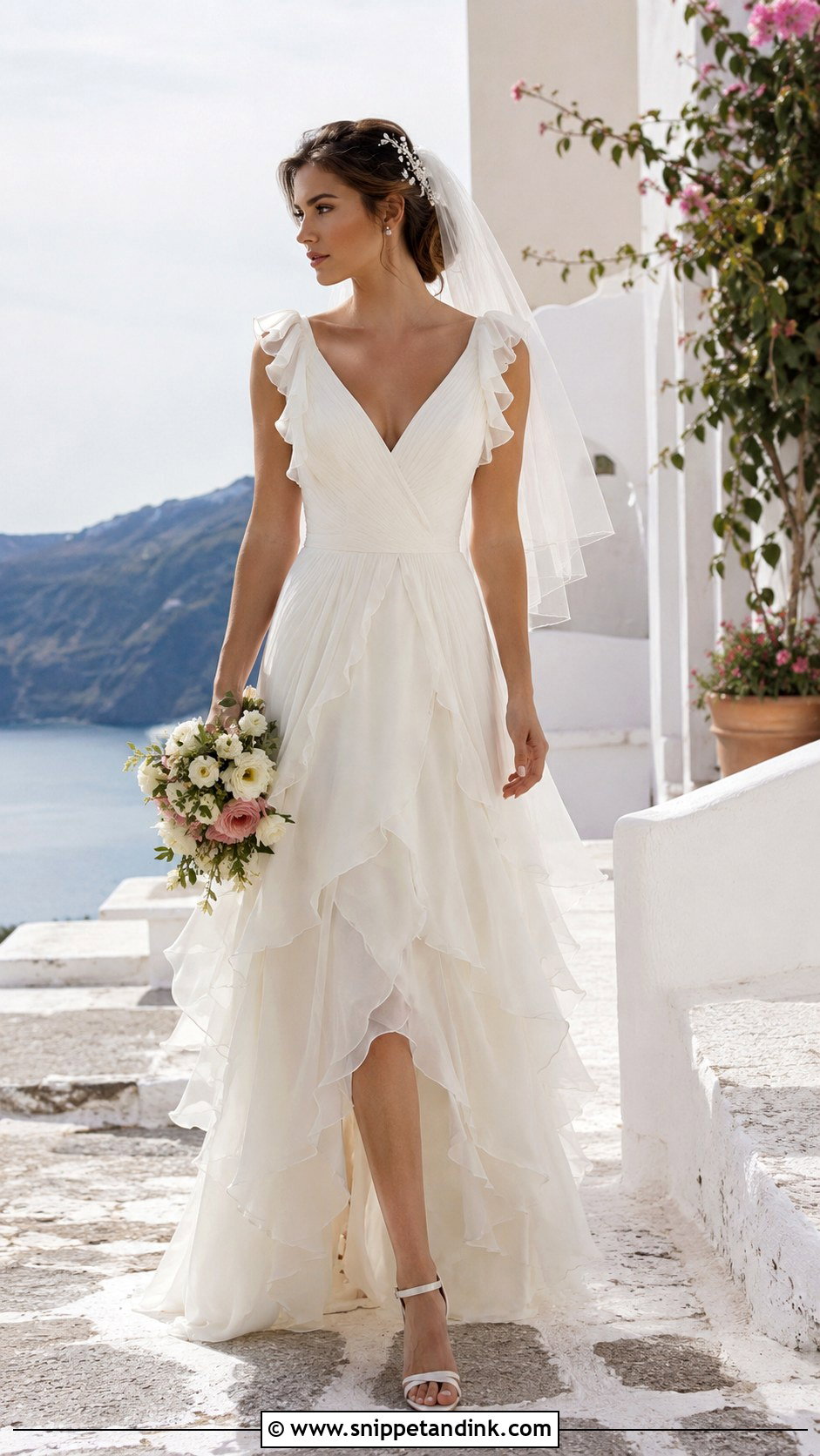 Ruffled Chiffon Wedding Dress - Snippet and Ink - 20 Mama Mia Wedding Dress Ideas