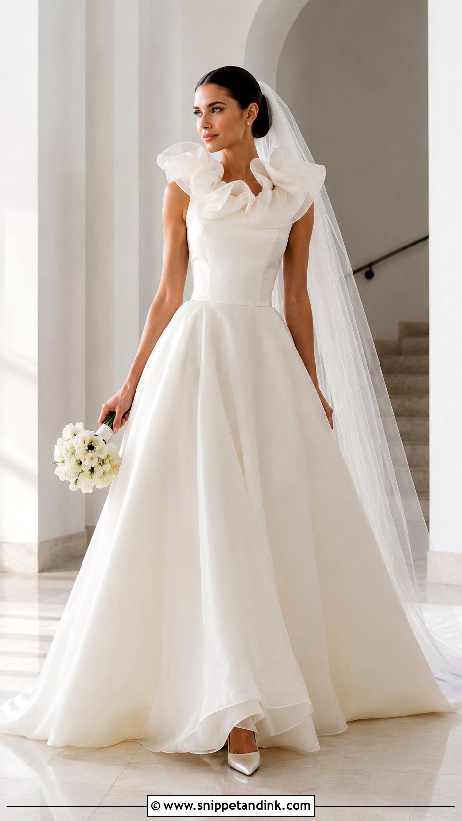 Ruffled Collar Organza Wedding Dress - Snippet and Ink - 20 Collar Wedding Dress Ideas