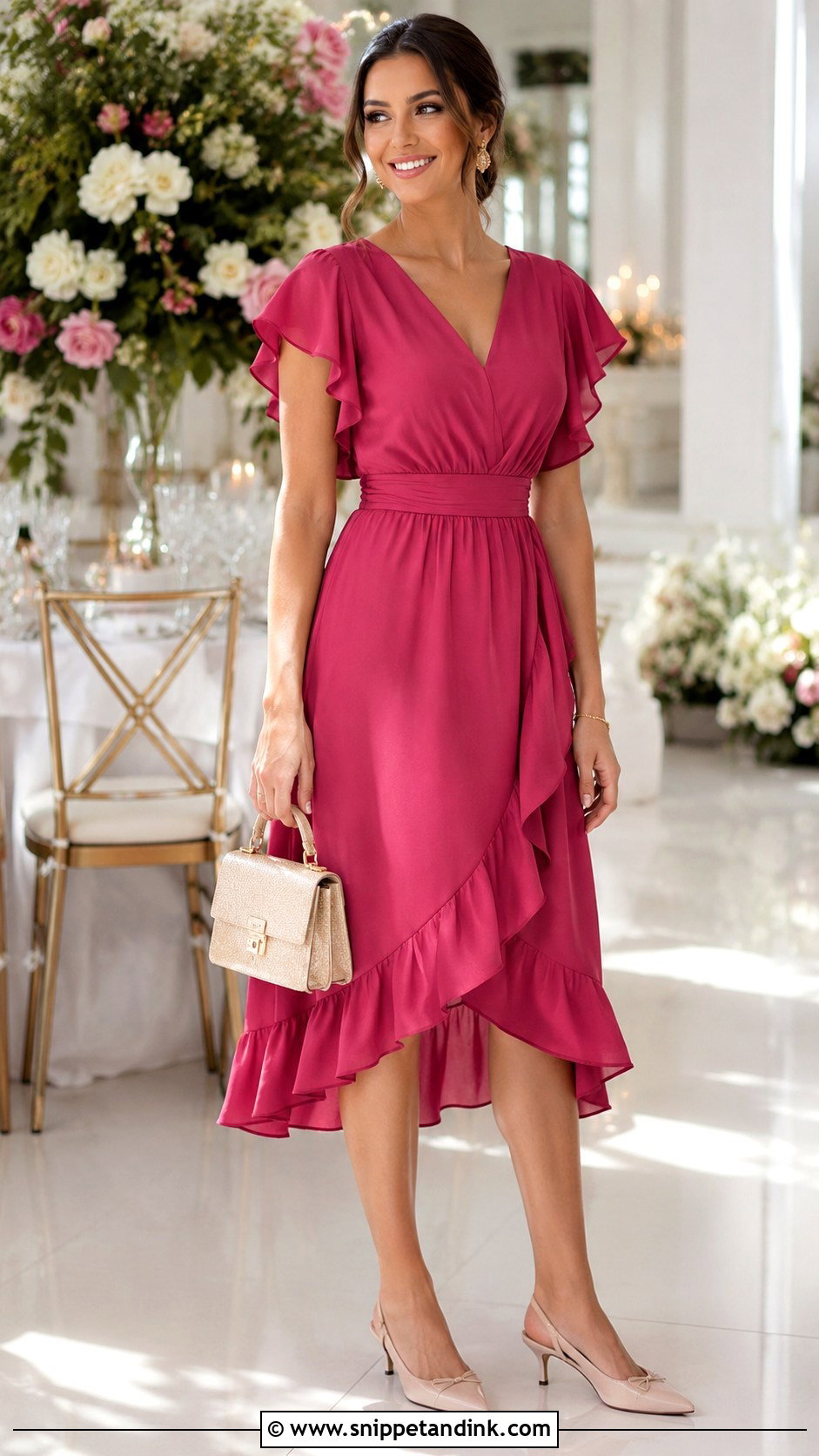 Ruffled Marriage Party Dress With Kitten Heels - Snippet and Ink - 20 Marriage Party Dresses for Women