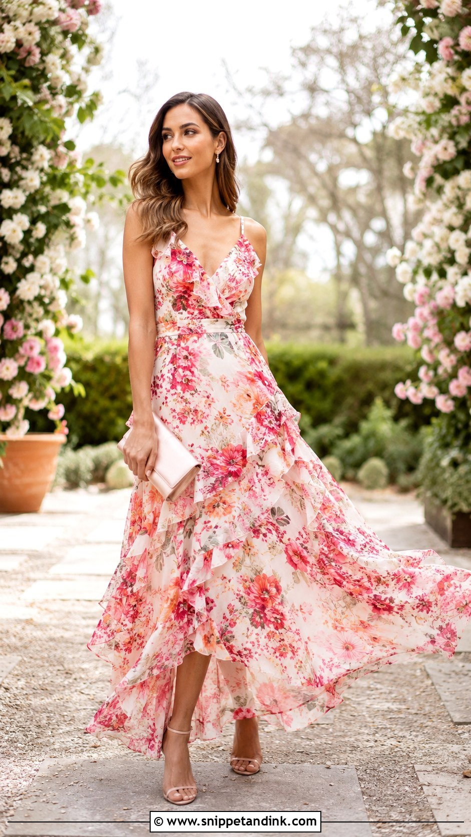 Ruffled Maxi Dress Wedding Guest Outfit - Snippet and Ink - 20 Dress Outfits for Wedding