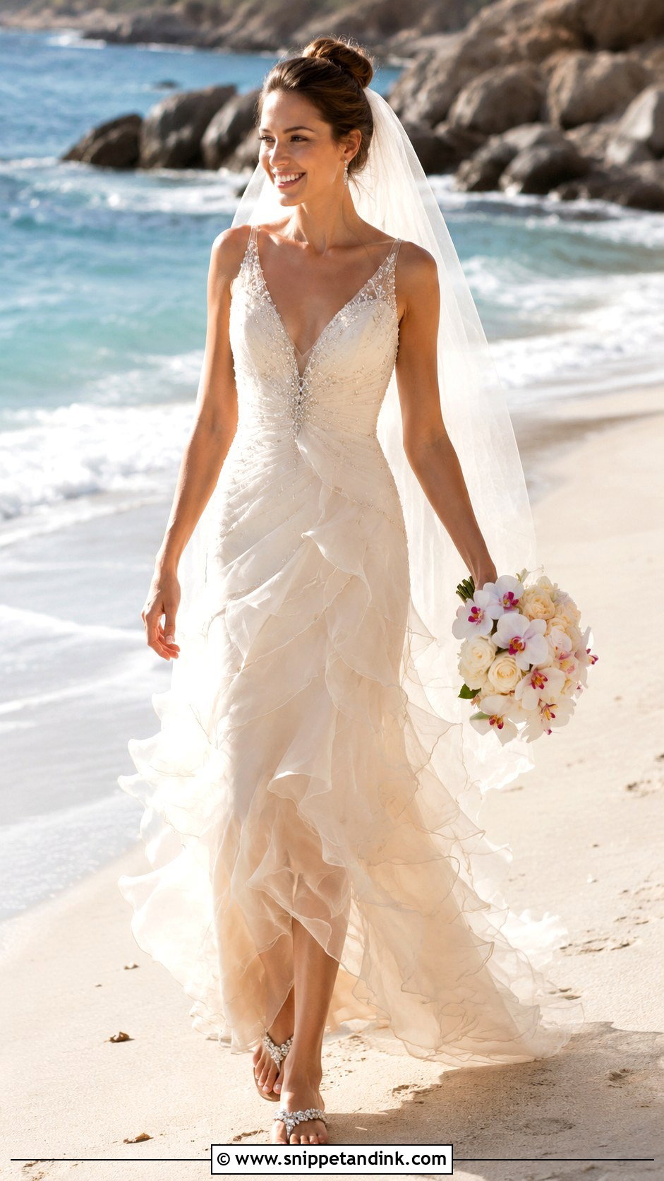Ruffled Organza Beach Wedding Dress - Snippet and Ink - 20 Destination Wedding Dress Beach Ideas