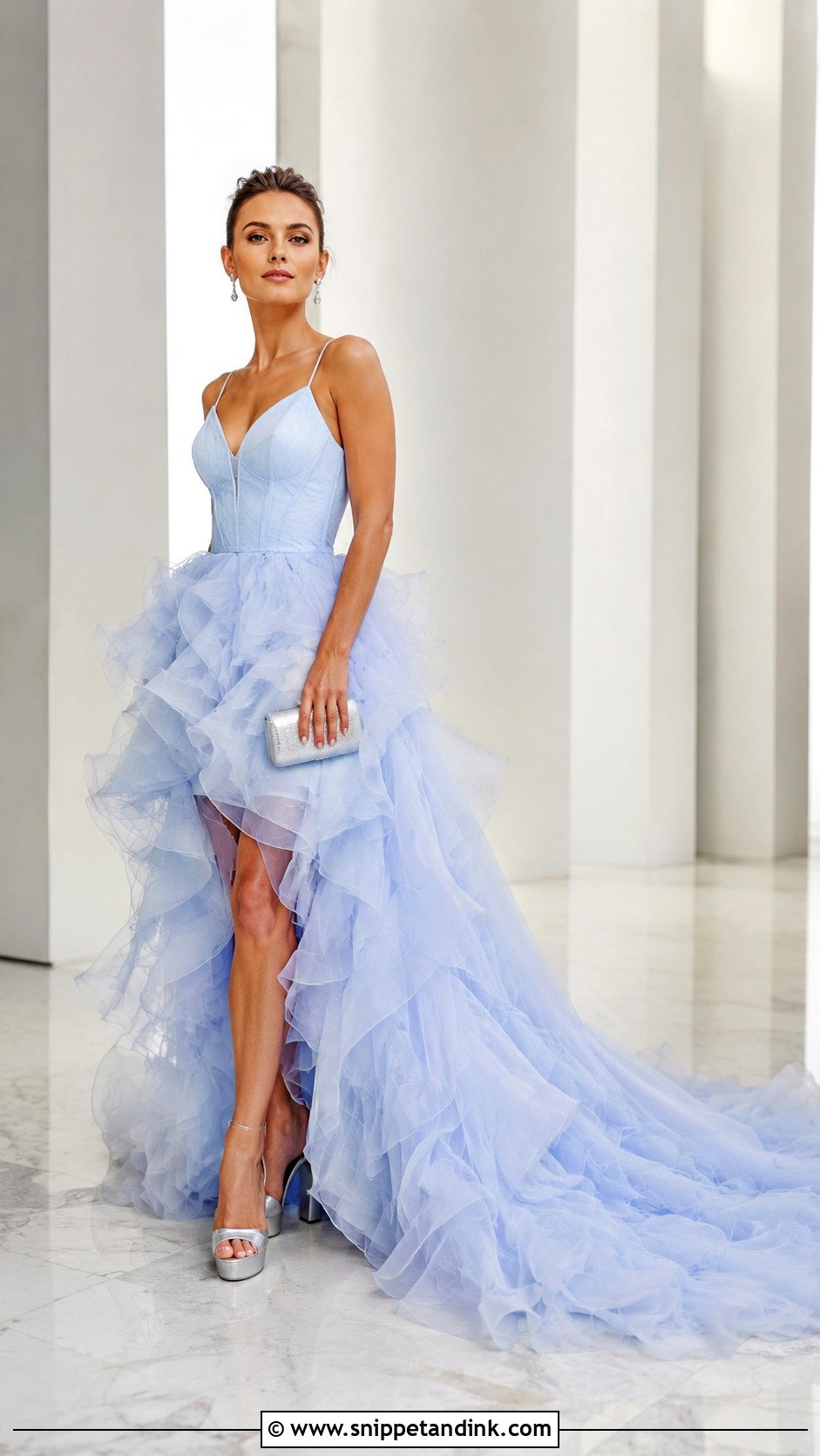 Ruffled Organza Long Trail Gown - Snippet and Ink - 20 Long Trail Gown Ideas