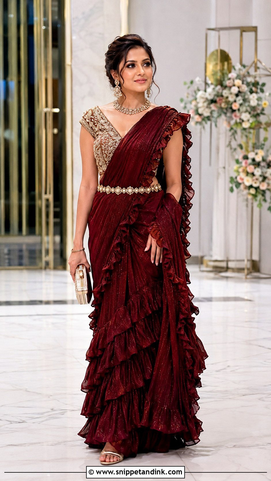 Ruffled Sajna Bridal Saree - Snippet and Ink - 20 Sajna Bridal Wear Designer Ideas
