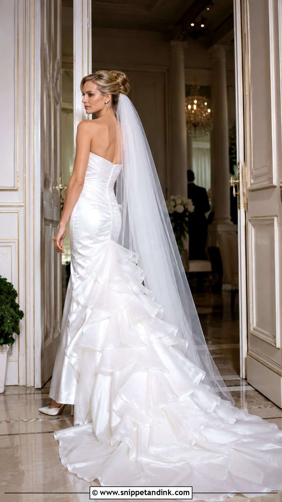 Ruffled Train Wedding Dress - Snippet and Ink - 20 2000s Wedding Dresses
