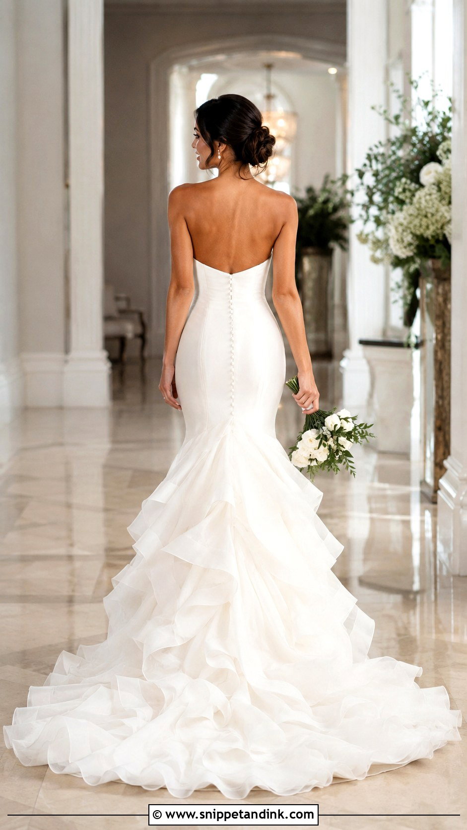 Ruffled Train Wedding Dress - Snippet and Ink - 25 Bridal Train Styles