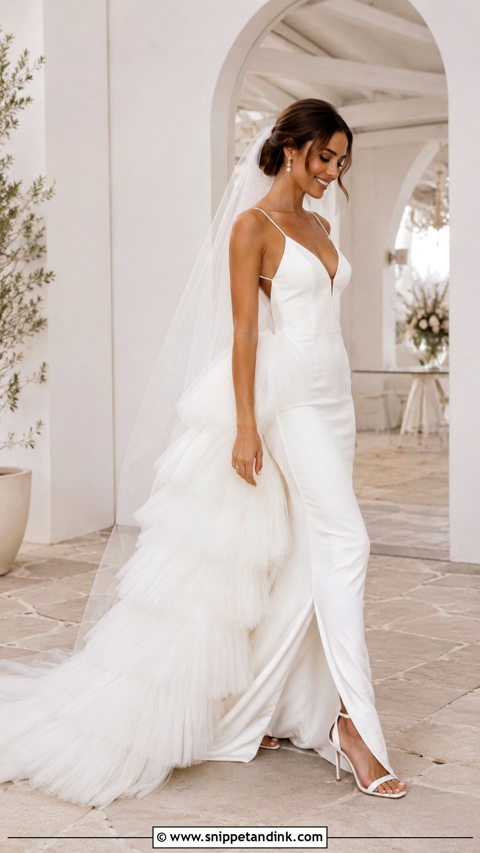Ruffled Tulle Removable Train Wedding Dress - Snippet and Ink - 20 Removable Train Wedding Dress Ideas
