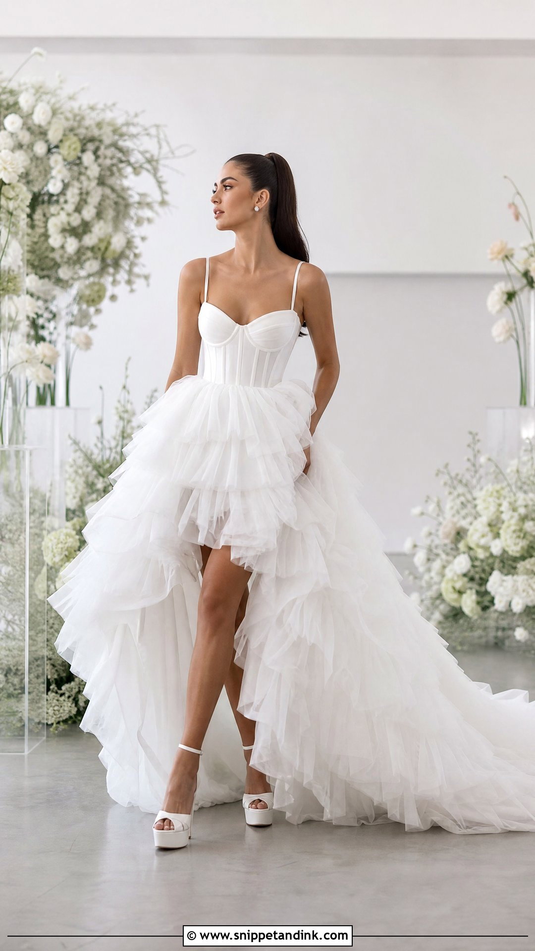 Ruffled Tulle Train Ball Gown - Snippet and Ink - 25 Bridal Train Ideas