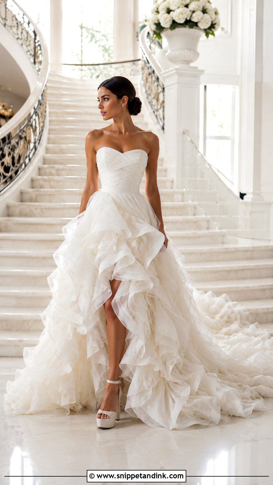 Ruffled Wedding Dress Ballgown With Statement Train - Snippet and Ink - 25 Extravagant Wedding Dress Ballgown Ideas