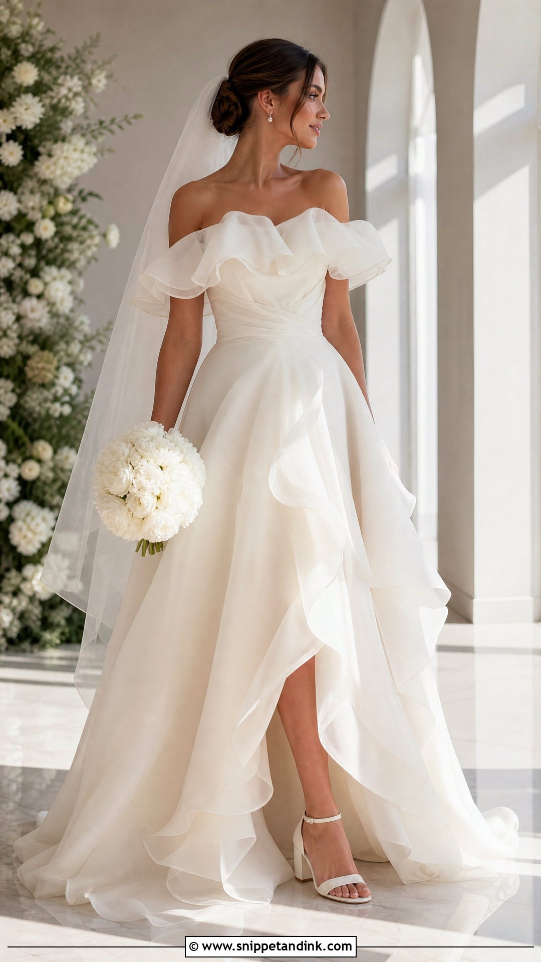 Ruffled Wedding Dress With Off Shoulder Sleeves - Snippet and Ink - 20 Wedding Dress with Sleeves Off Shoulder