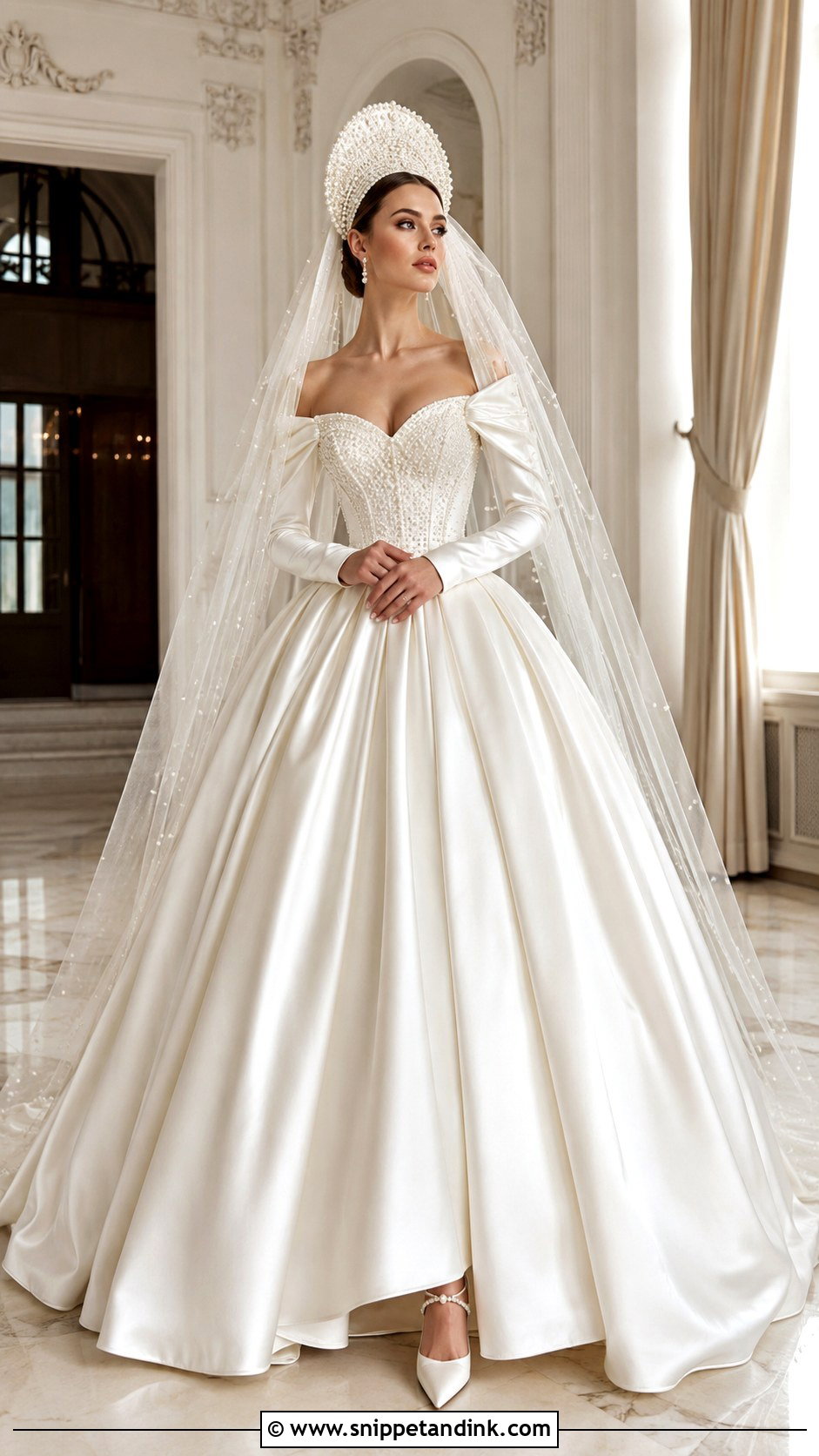 Russian Ball Gown Wedding Dress With Pearl Kokoshnik - Snippet and Ink - 25 Russian Wedding Dress Ideas