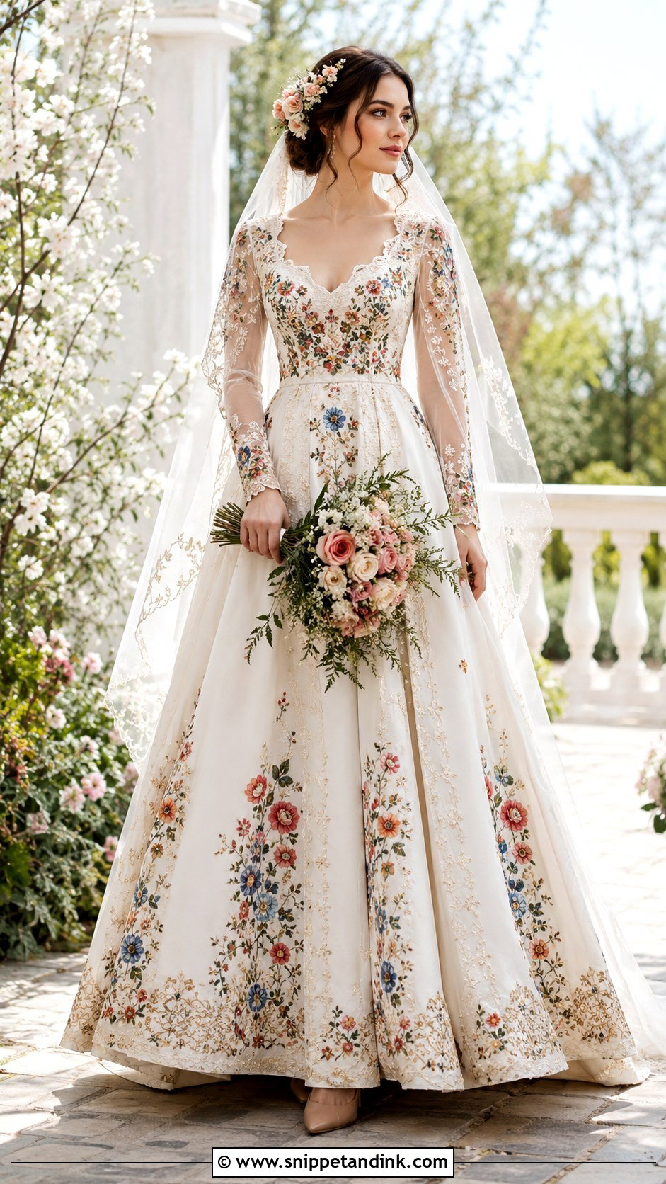 Russian Inspired Wedding Dress With Floral Embroidery - Snippet and Ink - 25 Russian Wedding Dress Ideas