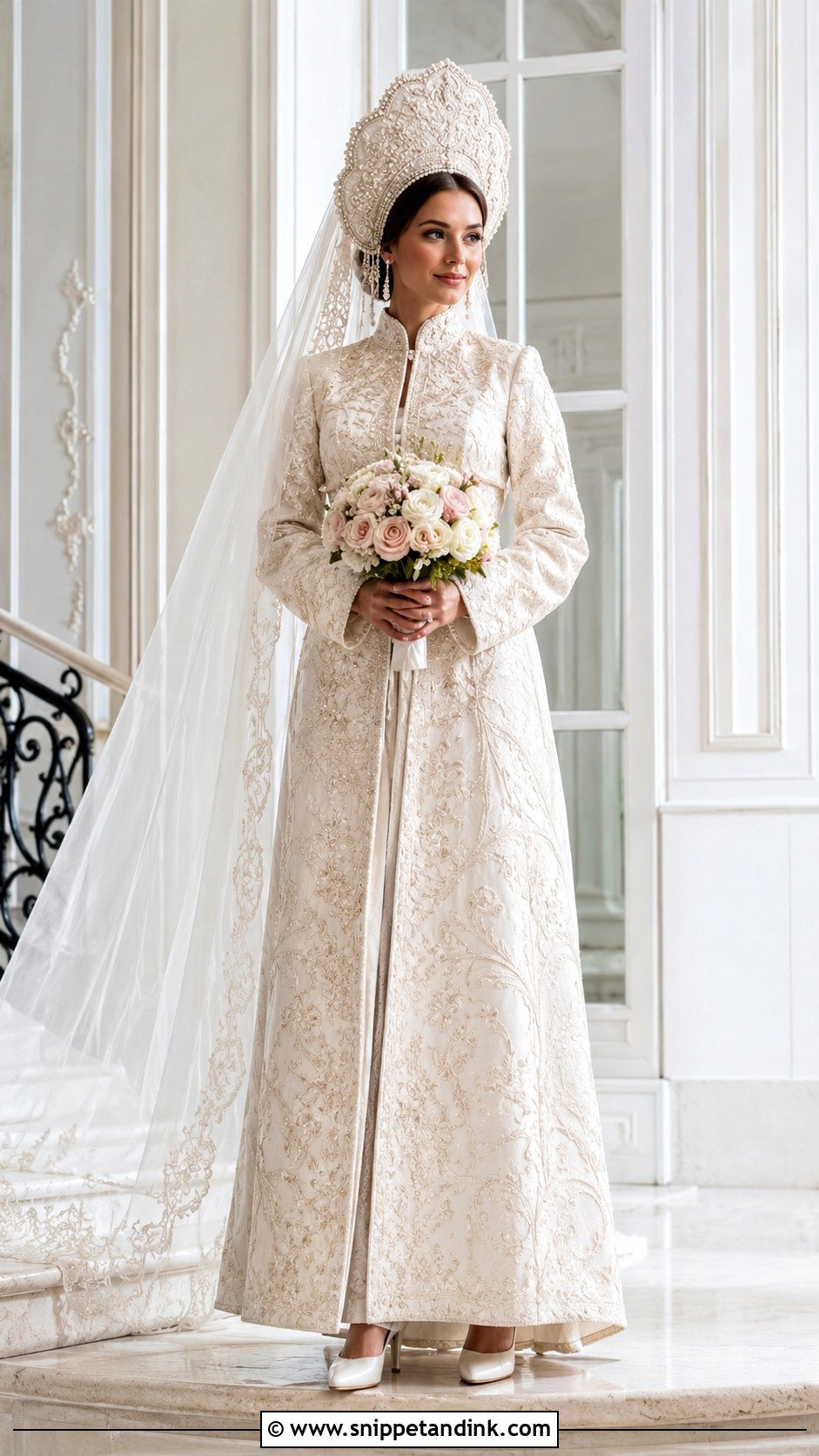 Russian Wedding Dress With Veil And Kokoshnik - Snippet and Ink - 25 Russian Wedding Dress Ideas