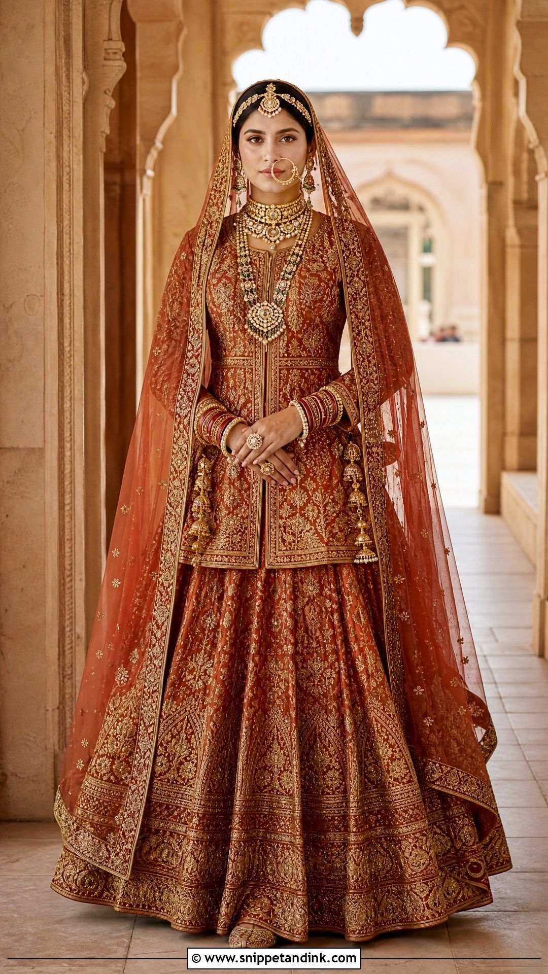 Rust And Gold Rajputani Bridal Poshak - Snippet and Ink - 20 Rajputani Poshak for Bride Ideas