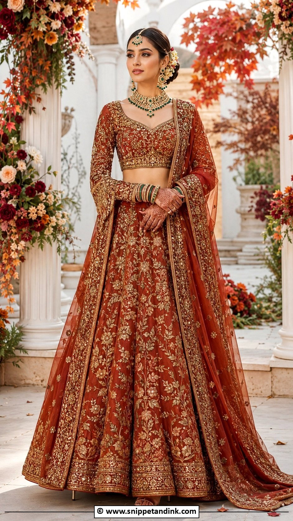 Rust Barat Bride Lehenga - Snippet and Ink - 30 Barat Bride Ideas