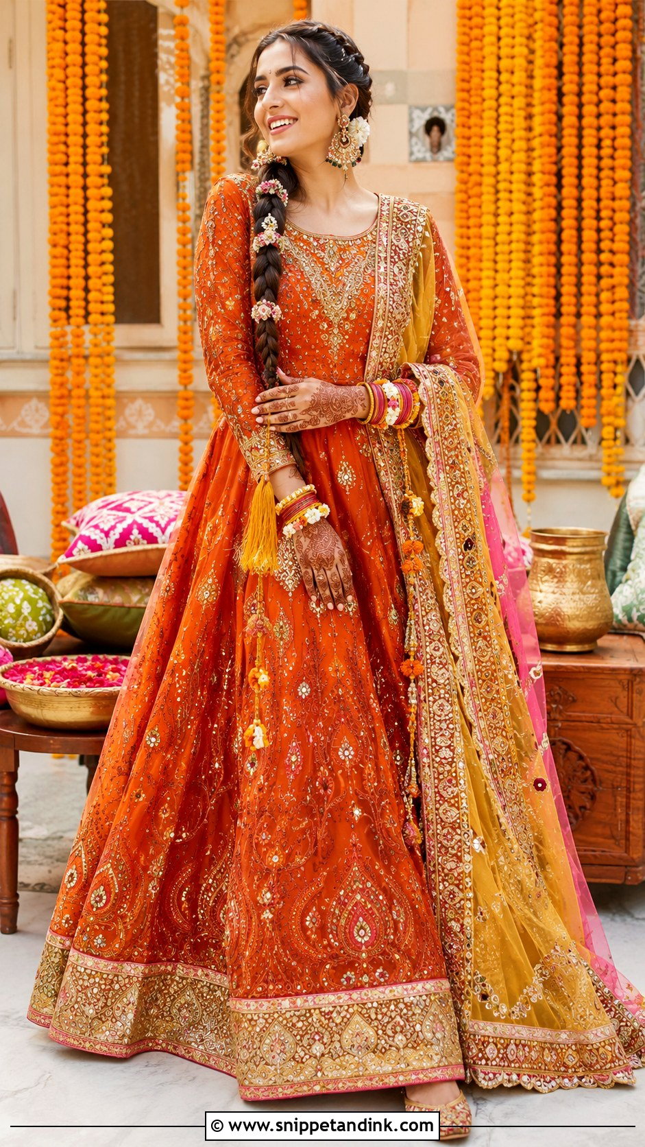 Rust Bridal Mehndi Outfit - Snippet and Ink - 25 Latest Pakistani Wedding Outfits