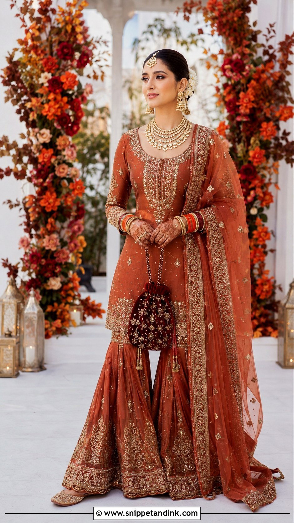 Rust Bridal Punjabi Gharara Suit - Snippet and Ink - 20 Bridal Punjabi Suits Wedding Outfits