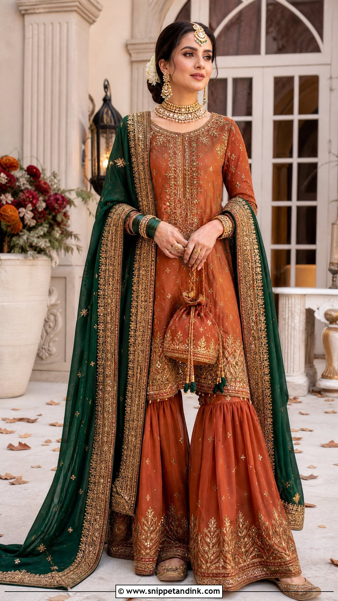 Rust Bridal Sharara - Snippet and Ink - 20 Sharara for Bride Ideas