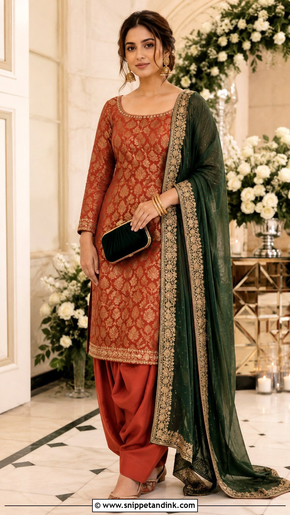 Rust Brocade Punjabi Salwar Suit - Snippet and Ink - 20 Punjabi Salwar Suits Party Wear Wedding