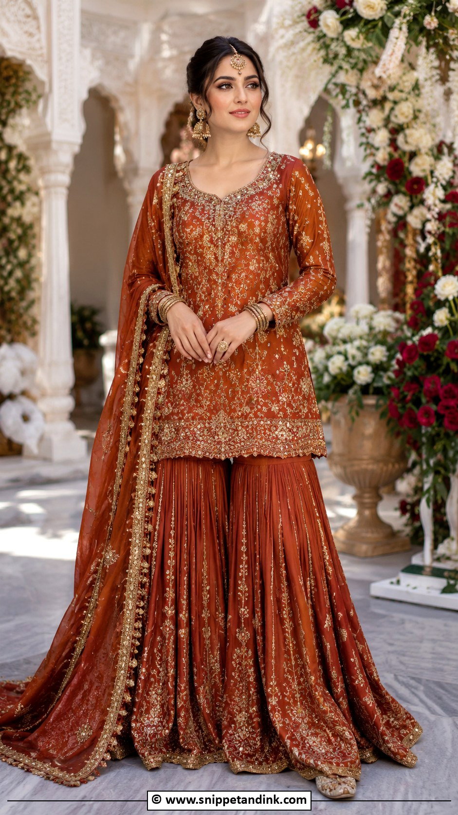 Rust Gharara Barat Dress - Snippet and Ink - 30 Barat Dresses Pakistani for Sisters