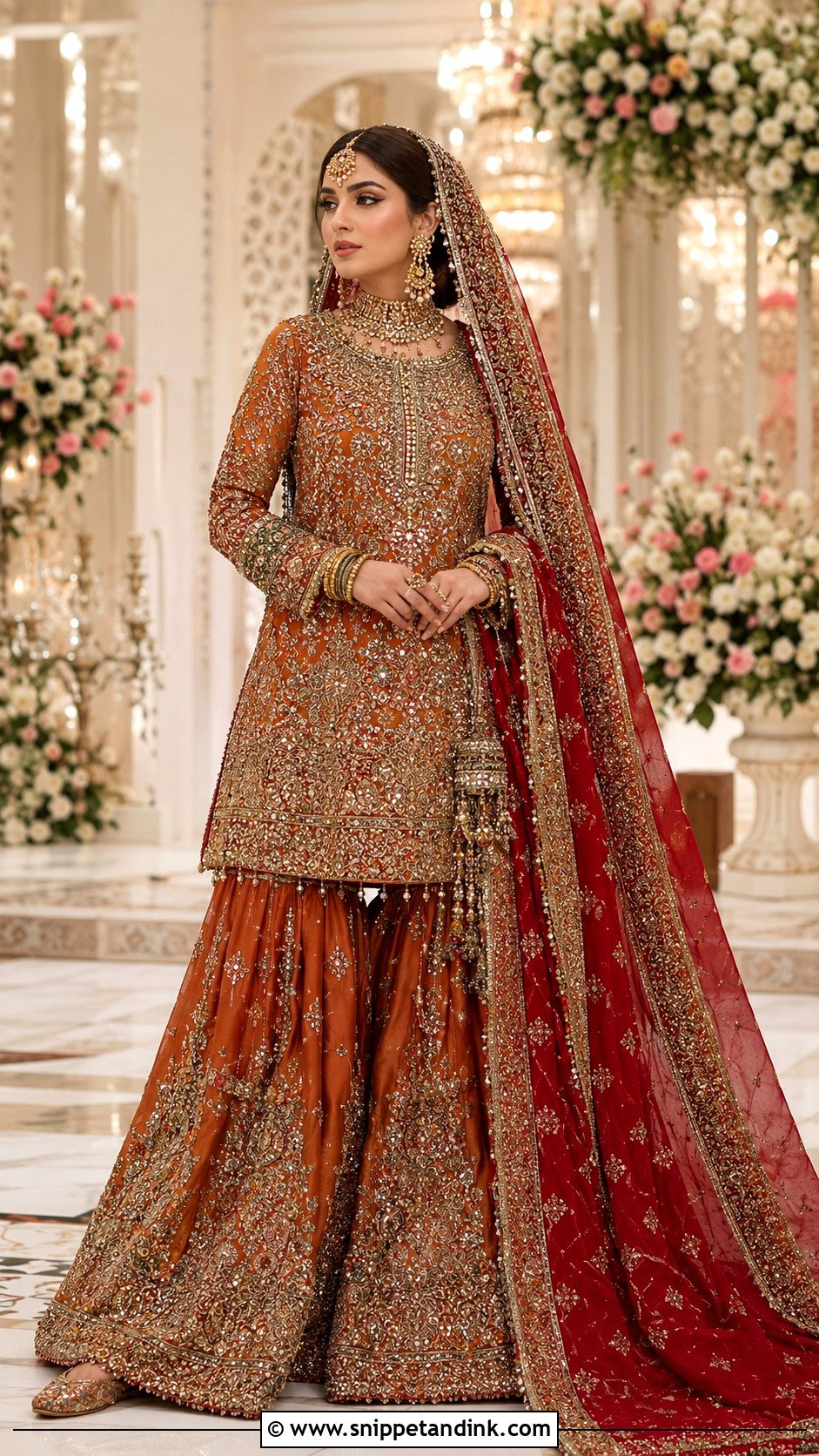 Rust Kashees Bridal Gharara - Snippet and Ink - 20 Kashees Bridal Dresses