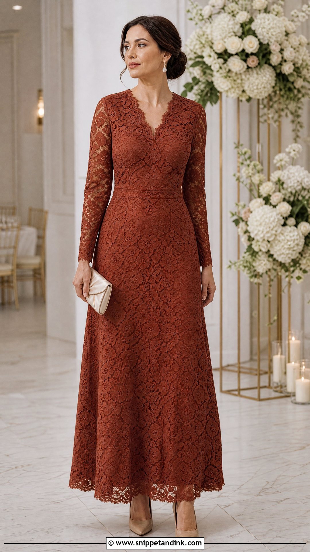 Rust Lace Wedding Dress - Snippet and Ink - 20 Rust Wedding Dress Ideas