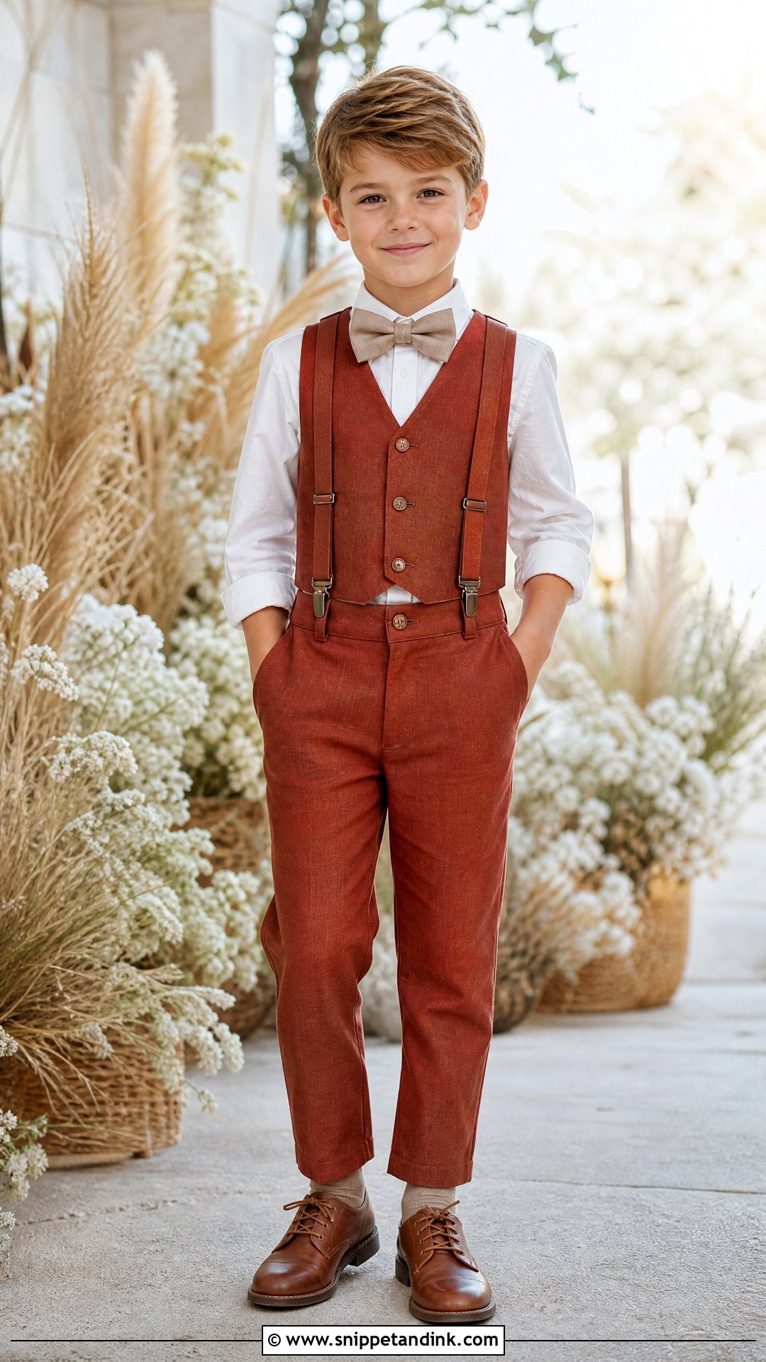 Rust Linen Page Boy Outfit - Snippet and Ink - 20 Page Boys Wedding Outfits
