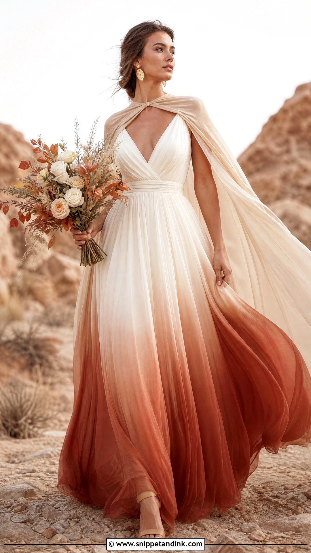 Rust Ombre Wedding Dress - Snippet and Ink - 20 Earthy Wedding Dress Ideas