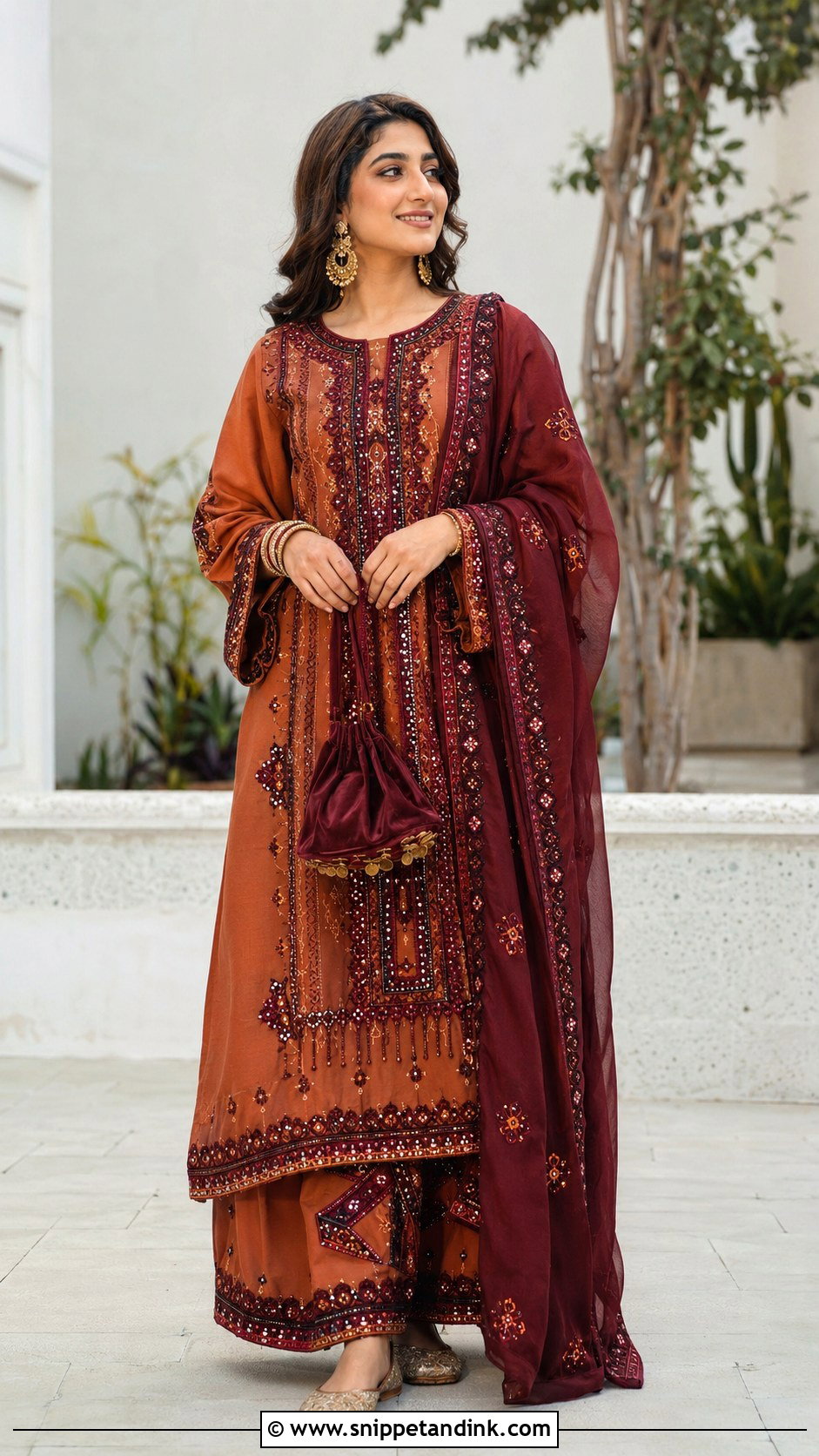 Rust Orange Balochi Wedding Dress - Snippet and Ink - 20 Balochi Wedding Dresses